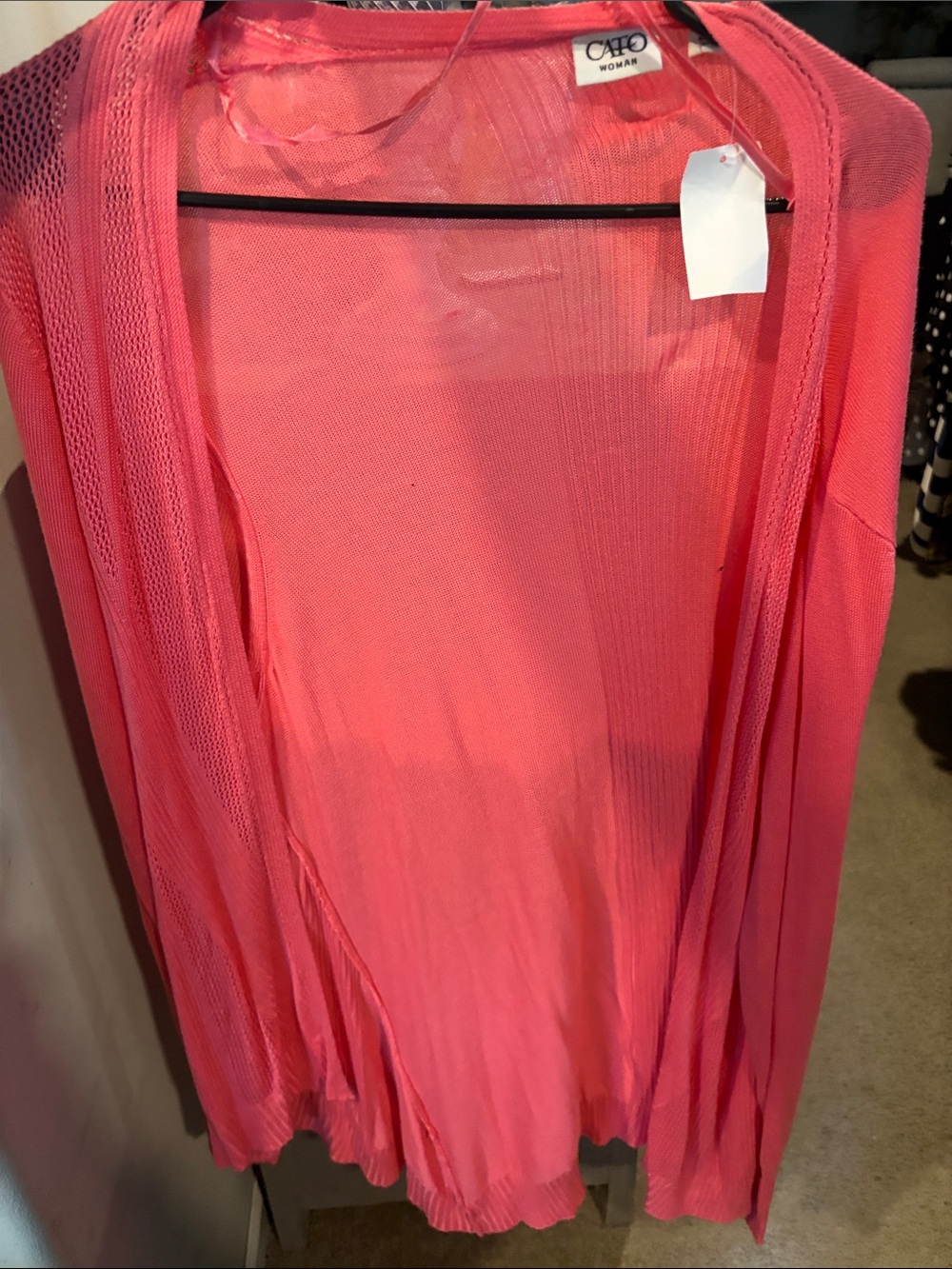 Cato Coral Pink Open Knit Cardigan